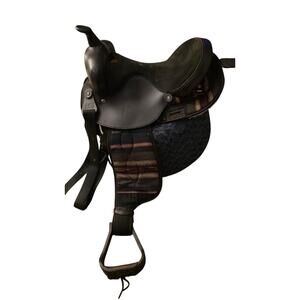 Big Horn western Aztec print saddle 14" #236 Black with cordura fenders